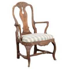 French Oak Rococo Armchair, circa 1820-40