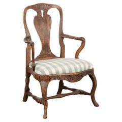 French Oak Rococo Armchair, circa 1820-40