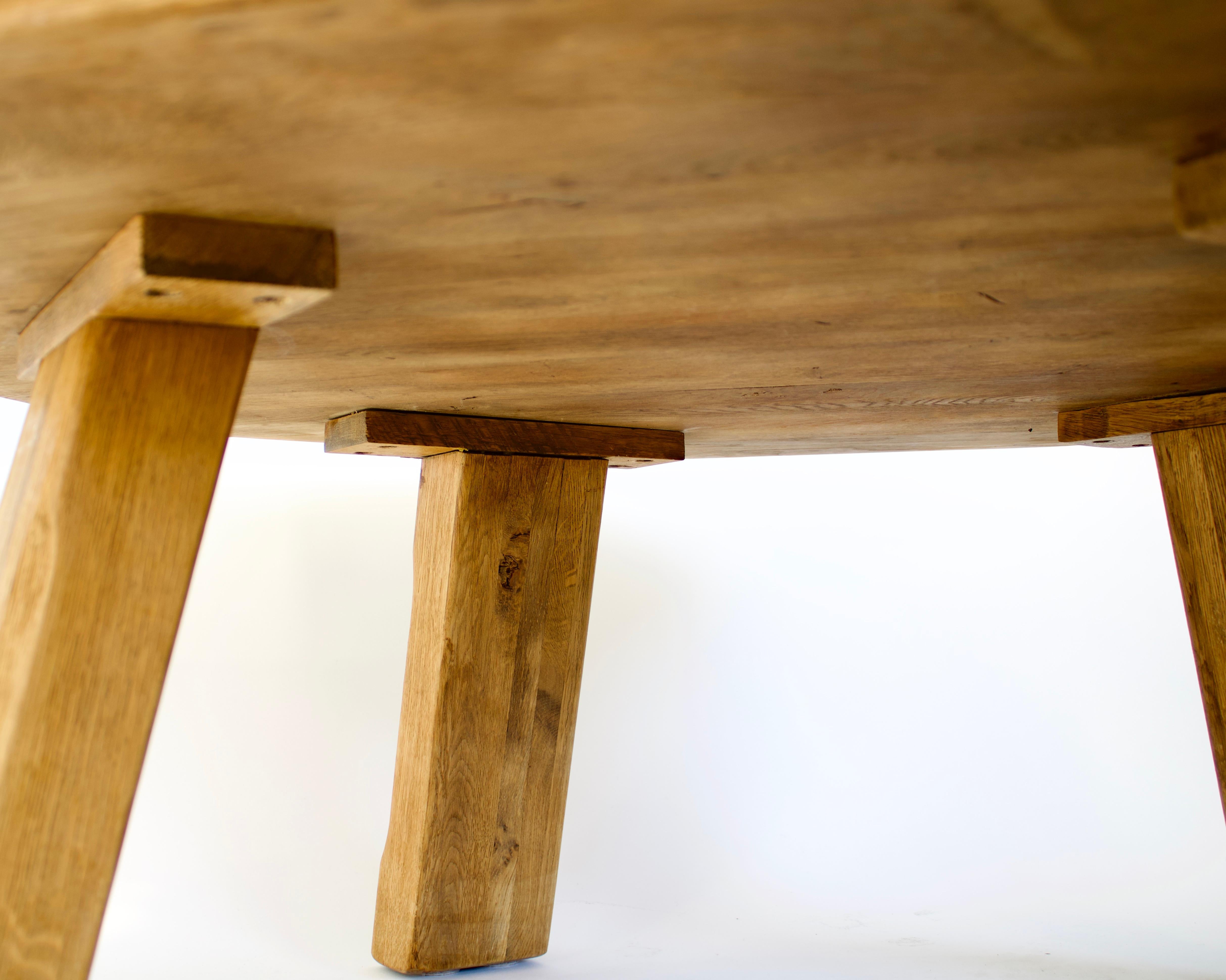 French Oak Round Sculpted Free Form Edge Brutalist Coffee Table, circa 1960 12