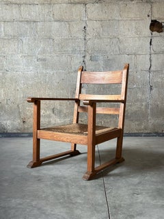 French Oak & Rush Lounge Chairs