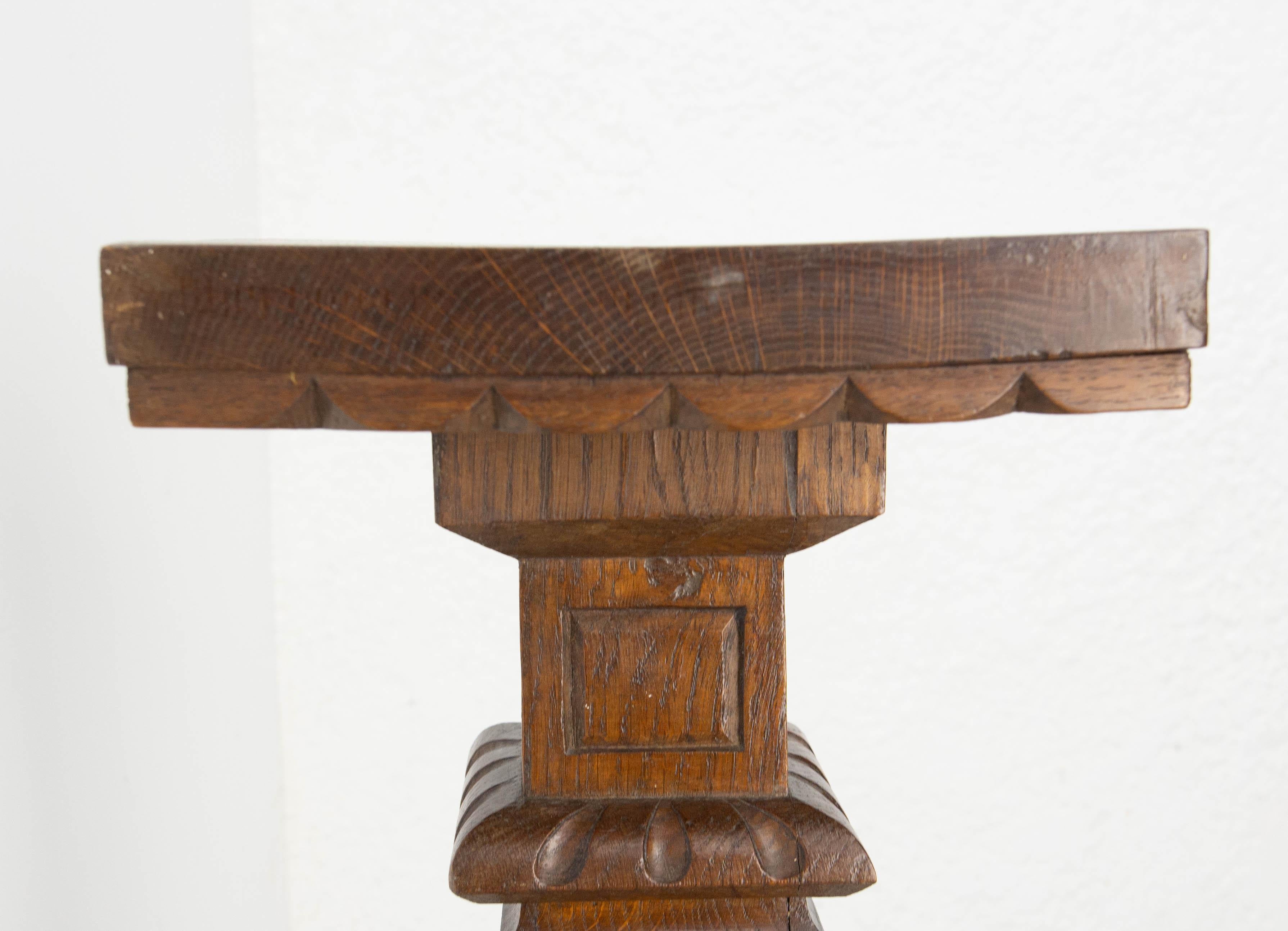 French Oak Sellette or Plant Holder in the Louis XIII Style, circa 1900 For Sale 5