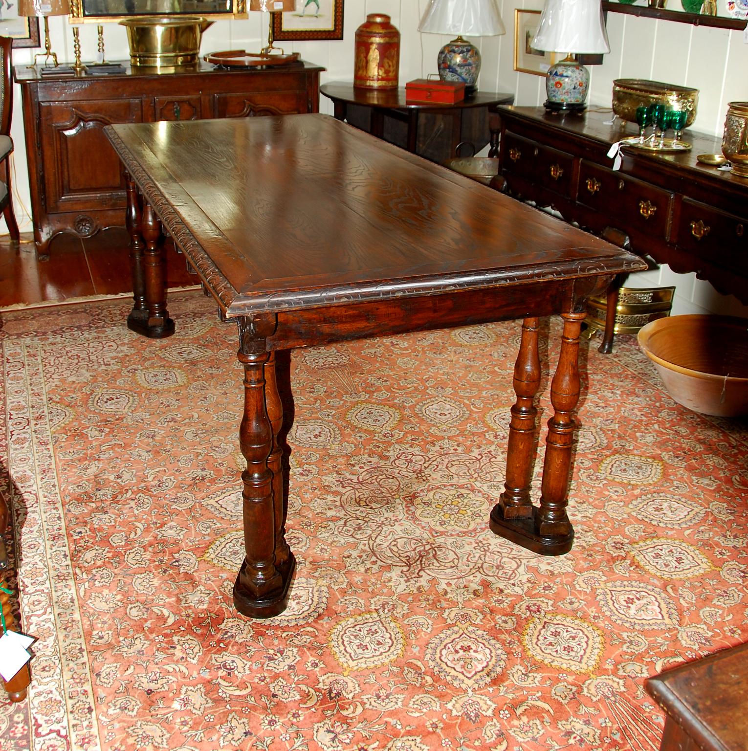 Gothic Revival French Oak Long Dining Table Constructed from 17th Century Elements For Sale