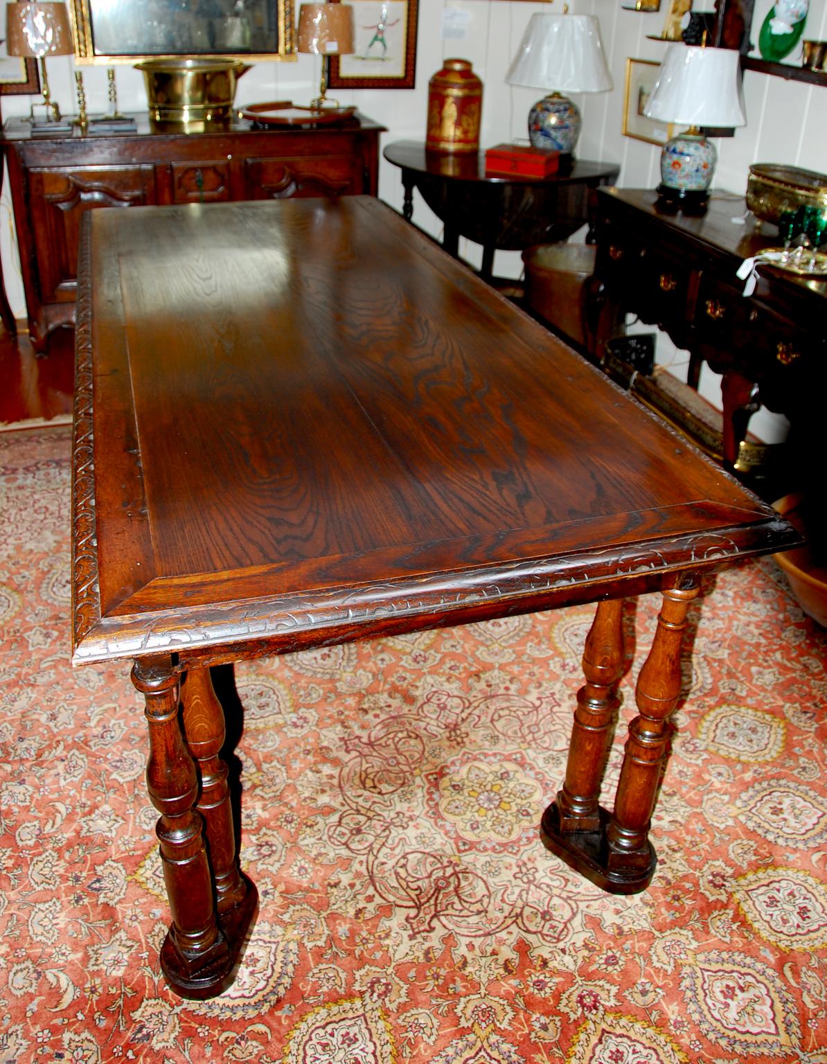 French Oak Long Dining Table Constructed from 17th Century Elements In Good Condition For Sale In Wells, ME