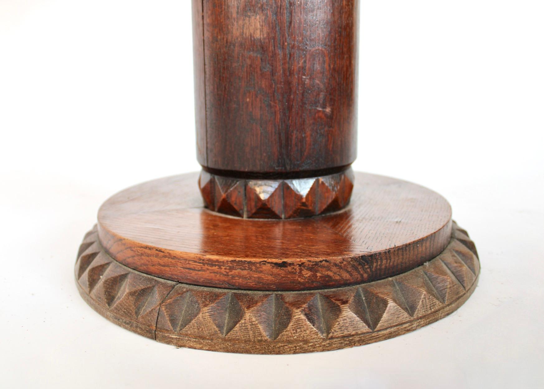 French Oak Side Carved Table Art Deco Africanist Influence Attributed to Dudouyt For Sale 6