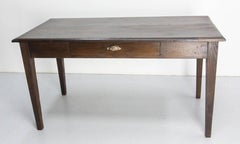 French Oak Side Table Desk or Dining Table One Drawer, circa 1910