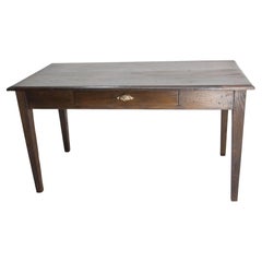 Antique French Oak Side Table Desk or Dining Table One Drawer, circa 1910