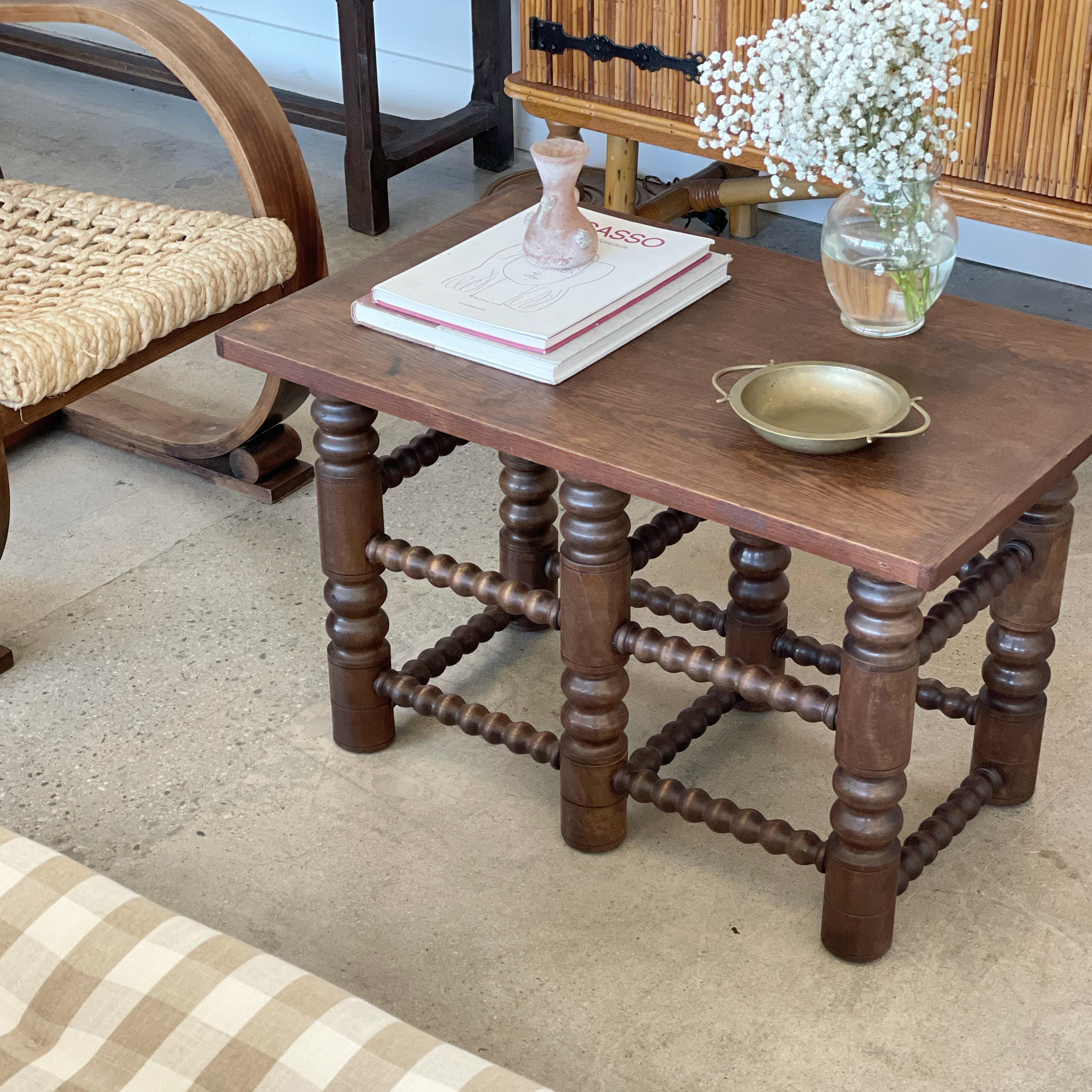 French Oak Coffee Table in the Style of Charles Dudouyt  In Good Condition For Sale In Los Angeles, CA