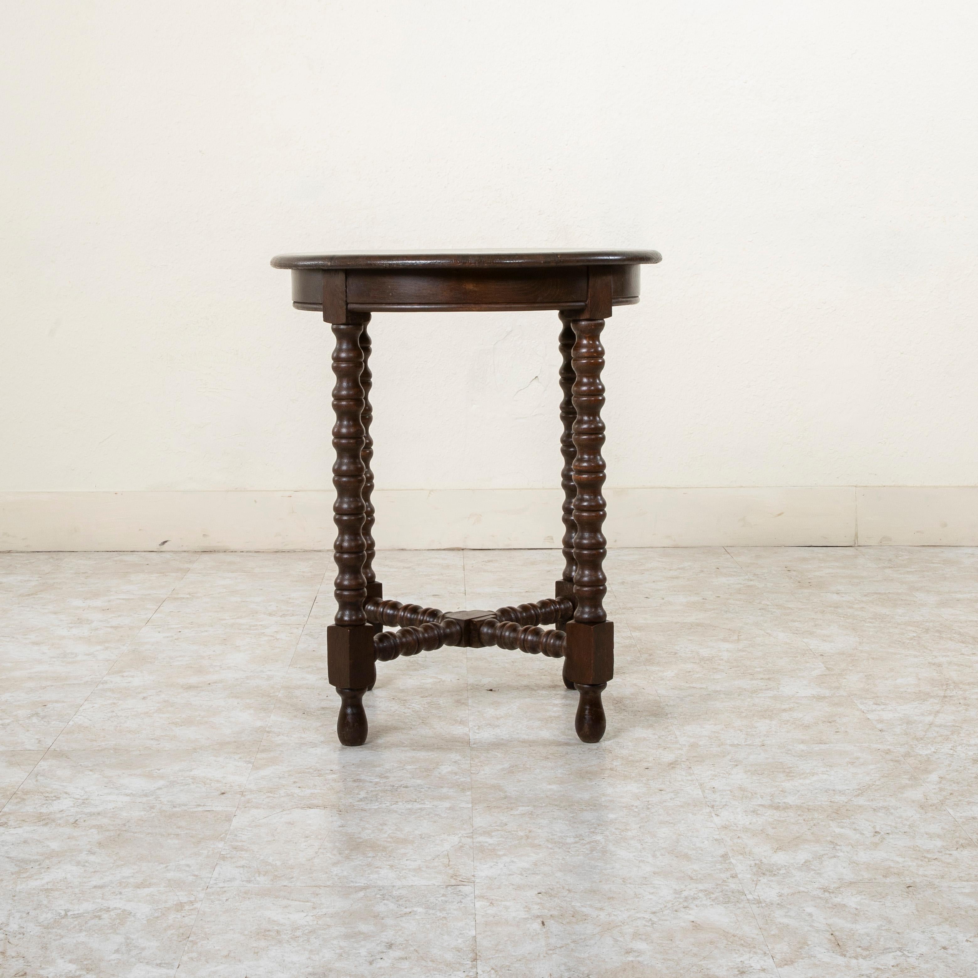 French Oak Side Table or End Table with Turned Legs, C. 1900 2