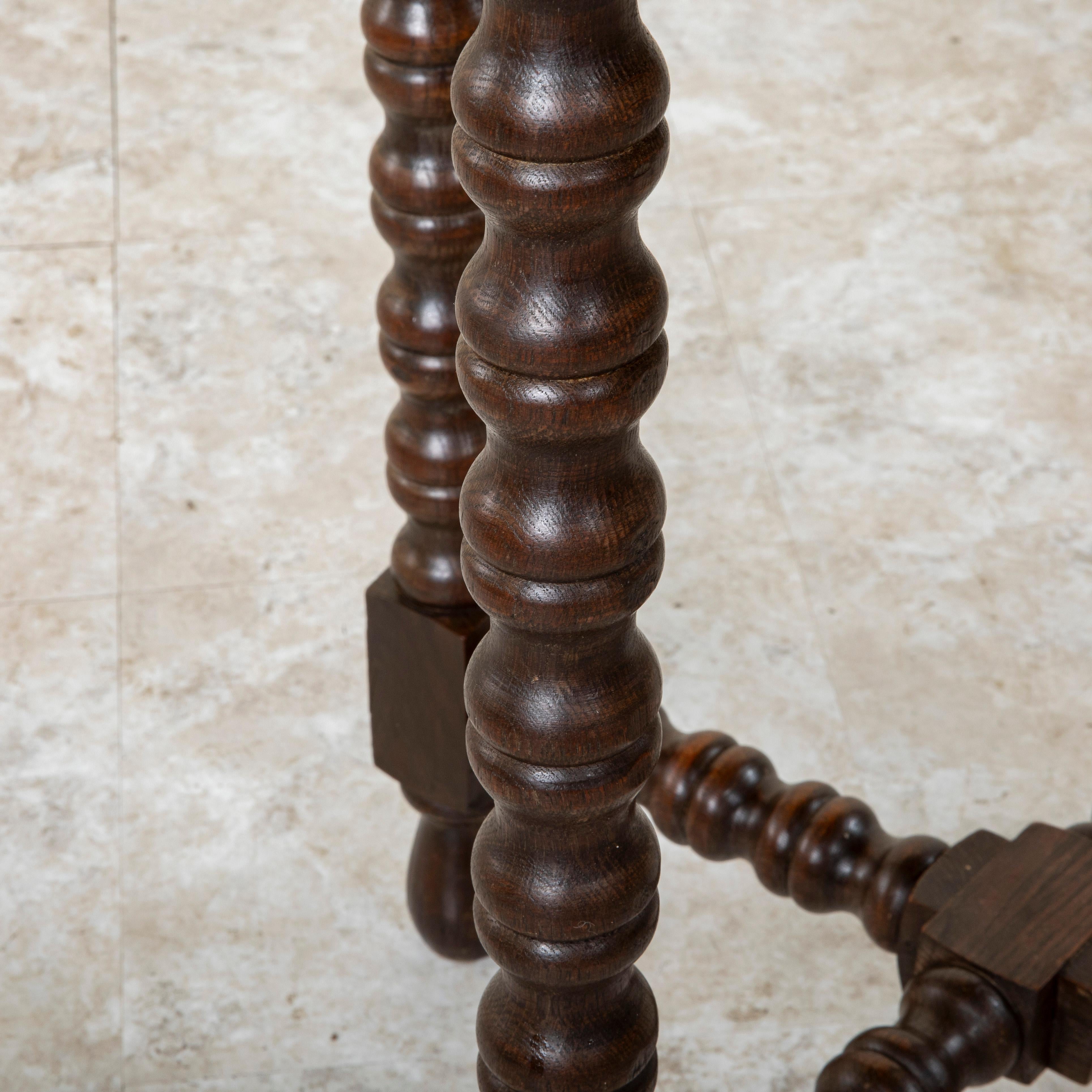 French Oak Side Table or End Table with Turned Legs, C. 1900 5