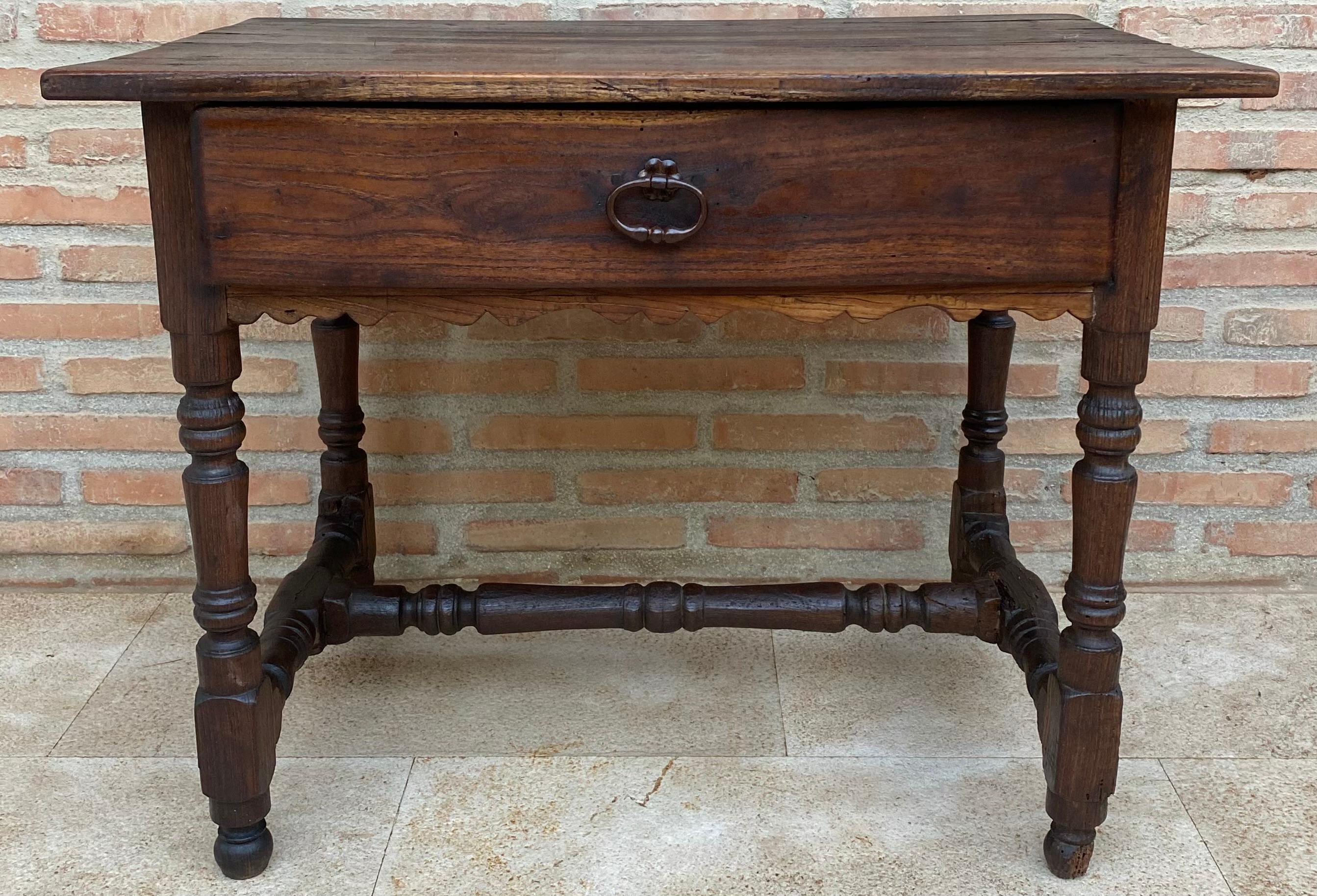 20th Century French Oak Side Table with One Drawer, 1940s For Sale