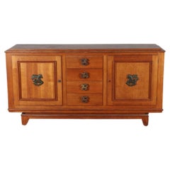 Vintage French oak sideboard circa 1940 having two doors and four drawers. 