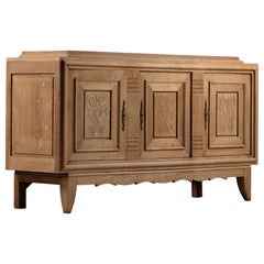 Credenza in rovere francese con ante intagliate in stile organico, anni '40
