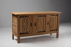 French Oak Sideboard with Starburst Carving