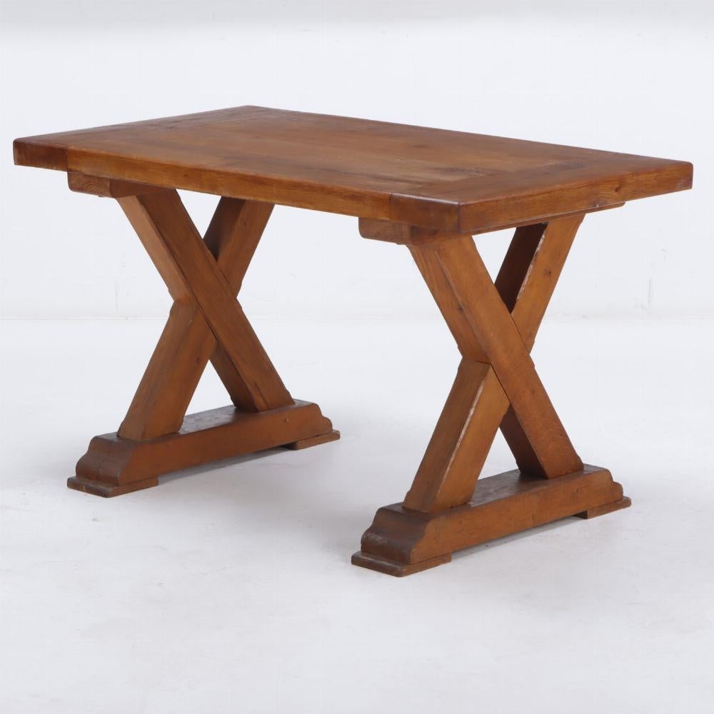 Stile provenzale Tavolo in lastre di Oak francese con base a X C. 1920. in vendita
