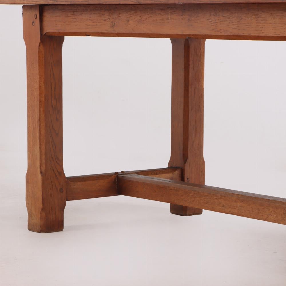 20th Century French oak slab top farm table, C 1940.