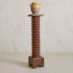French Oak Spiral Pedestal in the Manner of Charles Dudouyt, 1940s