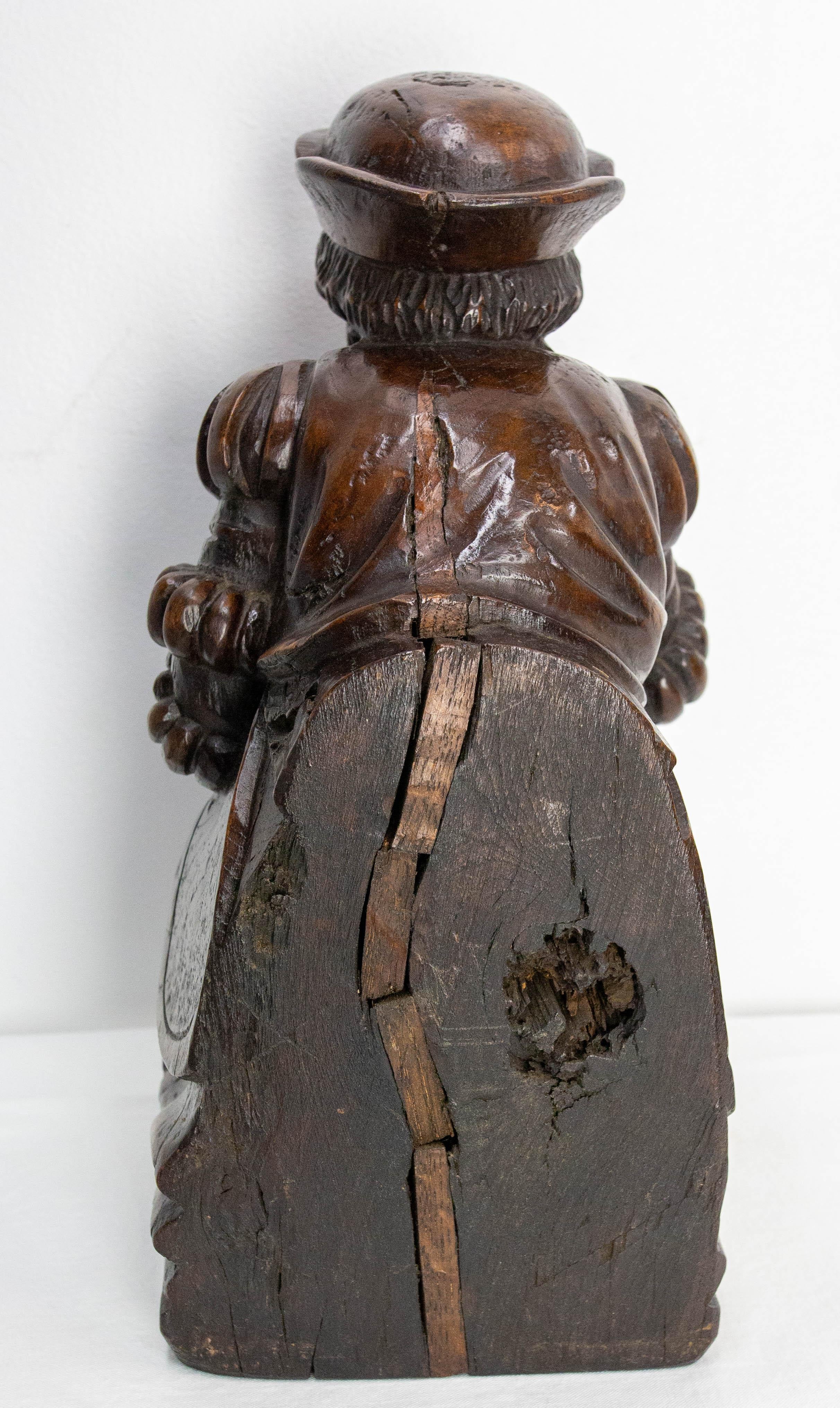 French Oak Statuette The Apothicary Replica From Amiens Cathedral circa 1900 For Sale 5