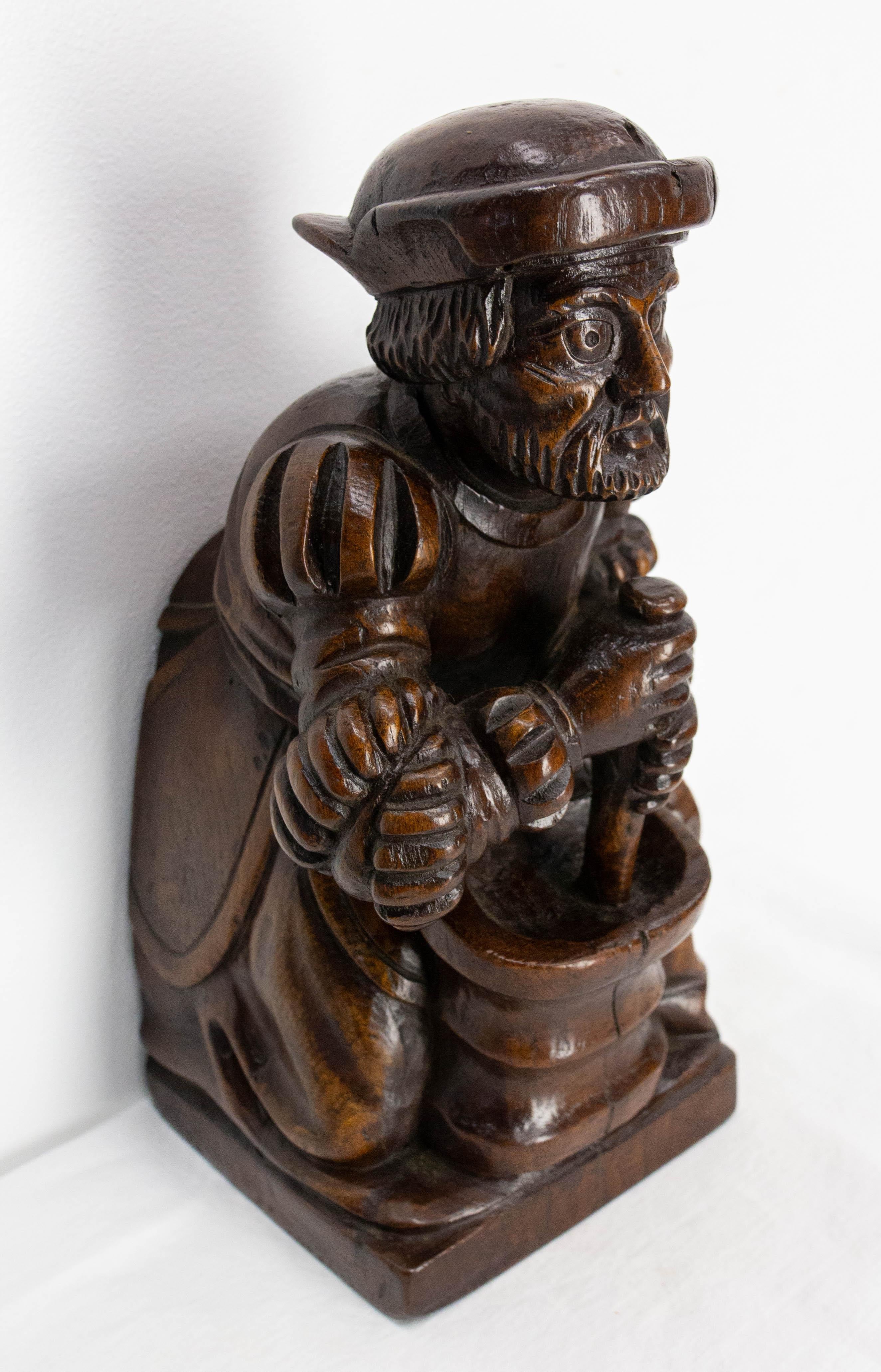 20th Century French Oak Statuette The Apothicary Replica From Amiens Cathedral circa 1900 For Sale