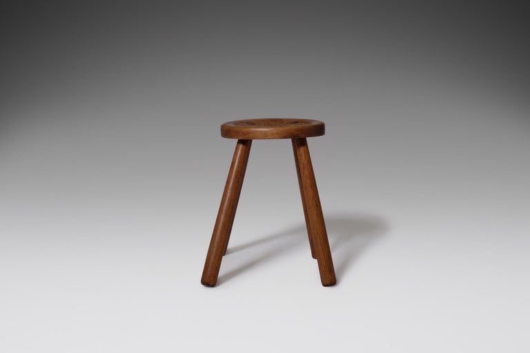 French Oak Stool, 1950s In Good Condition For Sale In Rotterdam, NL