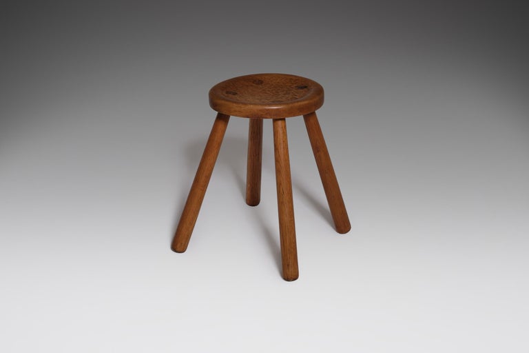French Oak Stool, 1950s For Sale 2