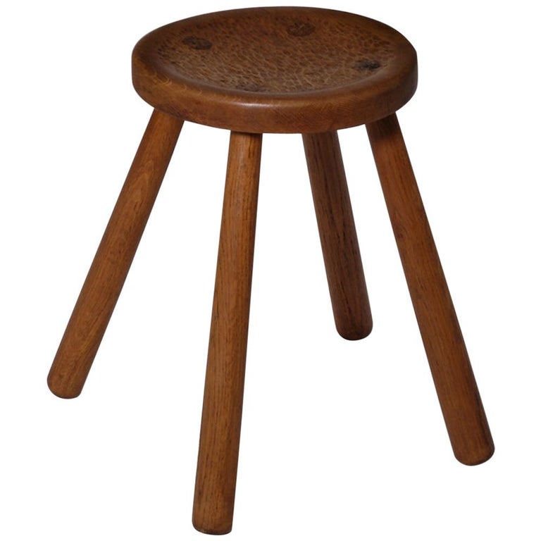 French Oak Stool, 1950s For Sale