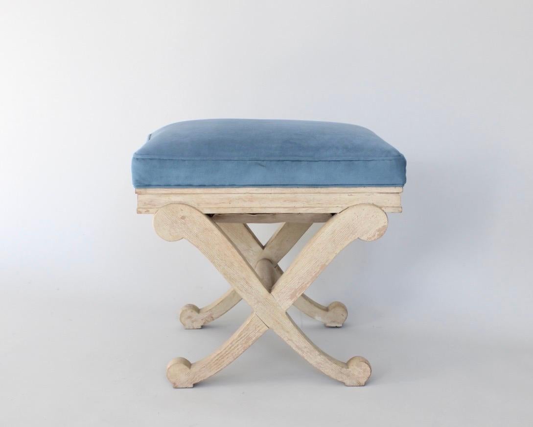 Bleached French Oak Stool In the Style of Andre Arbus For Sale