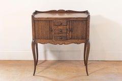 French Oak Table De Chevet with Sliding-Door Cabinets and Three Drawers, 1890s