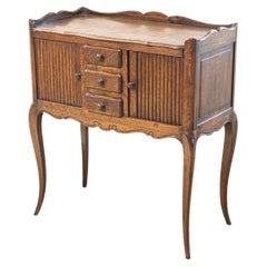 French Oak Table De Chevet with Sliding-Door Cabinets and Three Drawers, 1890s