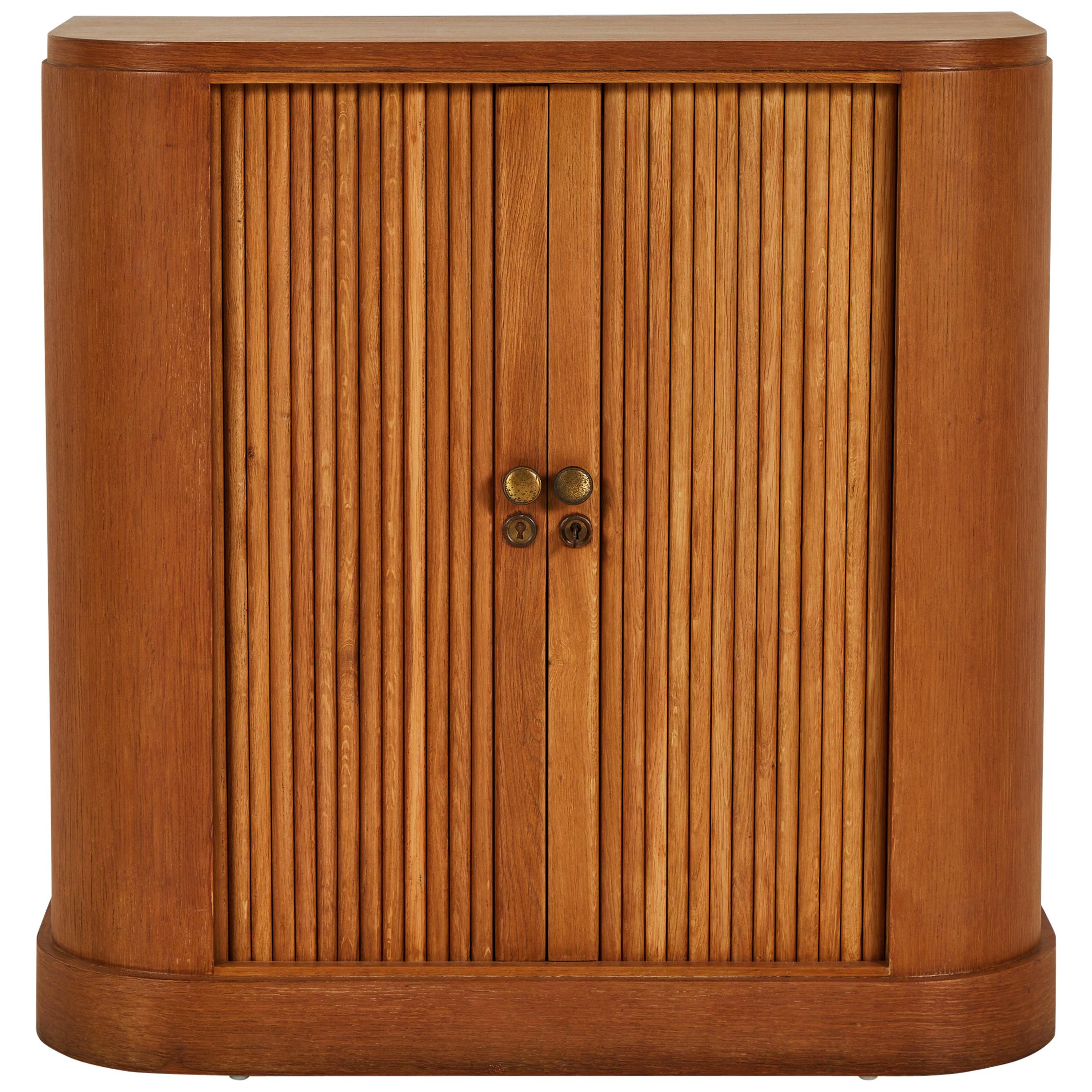 French Oak Tambour Cabinet