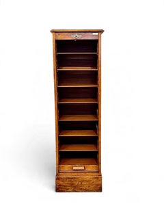 French Oak Tambour Filing Cabinet by Meubles SUPER, circa 1920