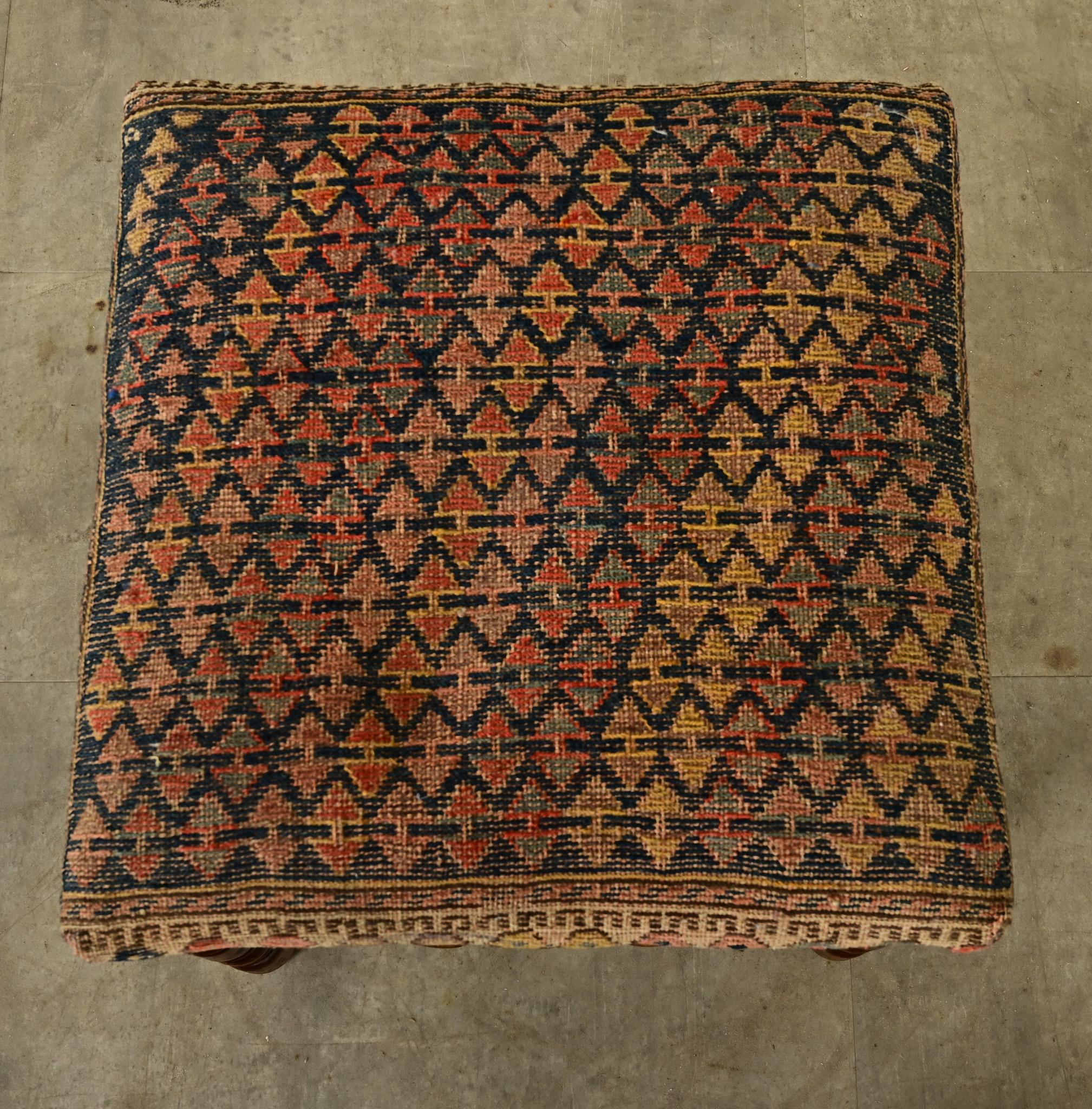 French Oak Tapestry Stool In Good Condition In Baton Rouge, LA