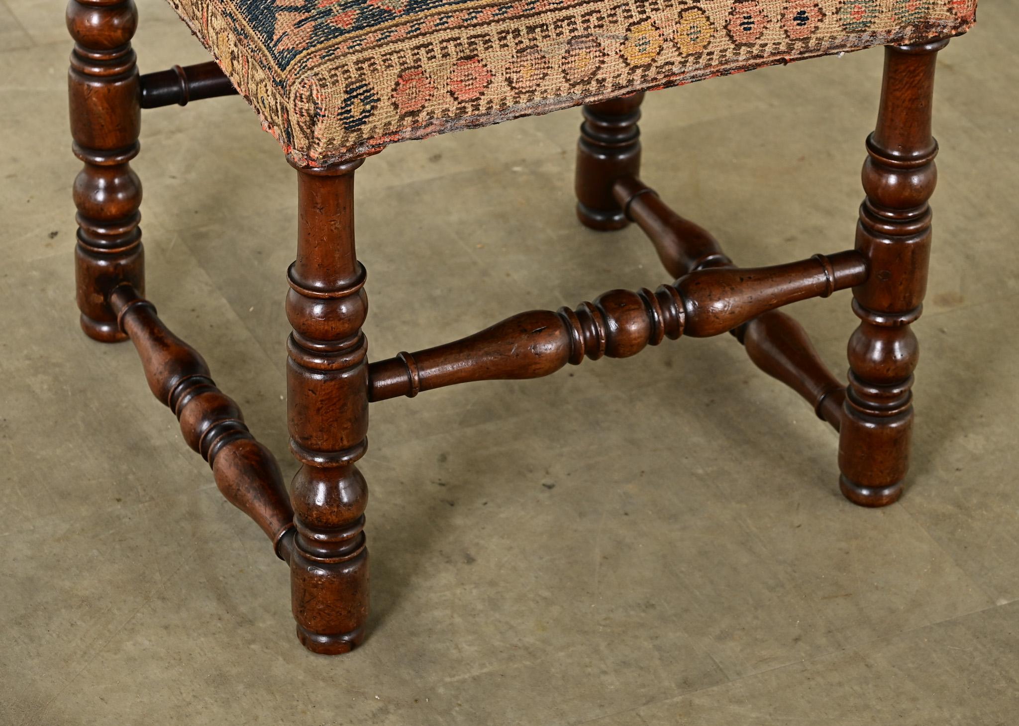 19th Century French Oak Tapestry Stool
