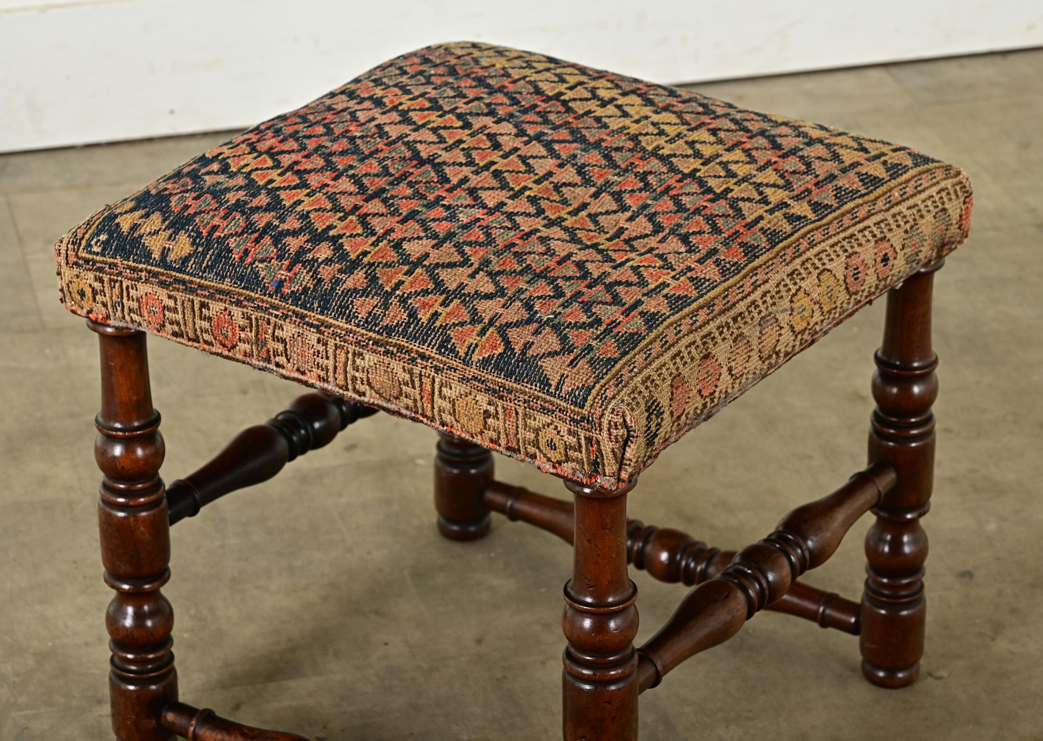Wool French Oak Tapestry Stool