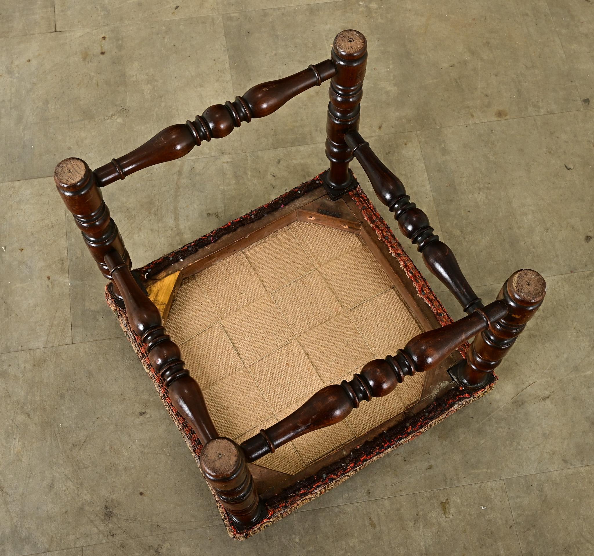 French Oak Tapestry Stool 2
