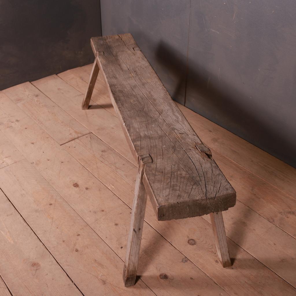 19th Century French Oak Trestle Bench
