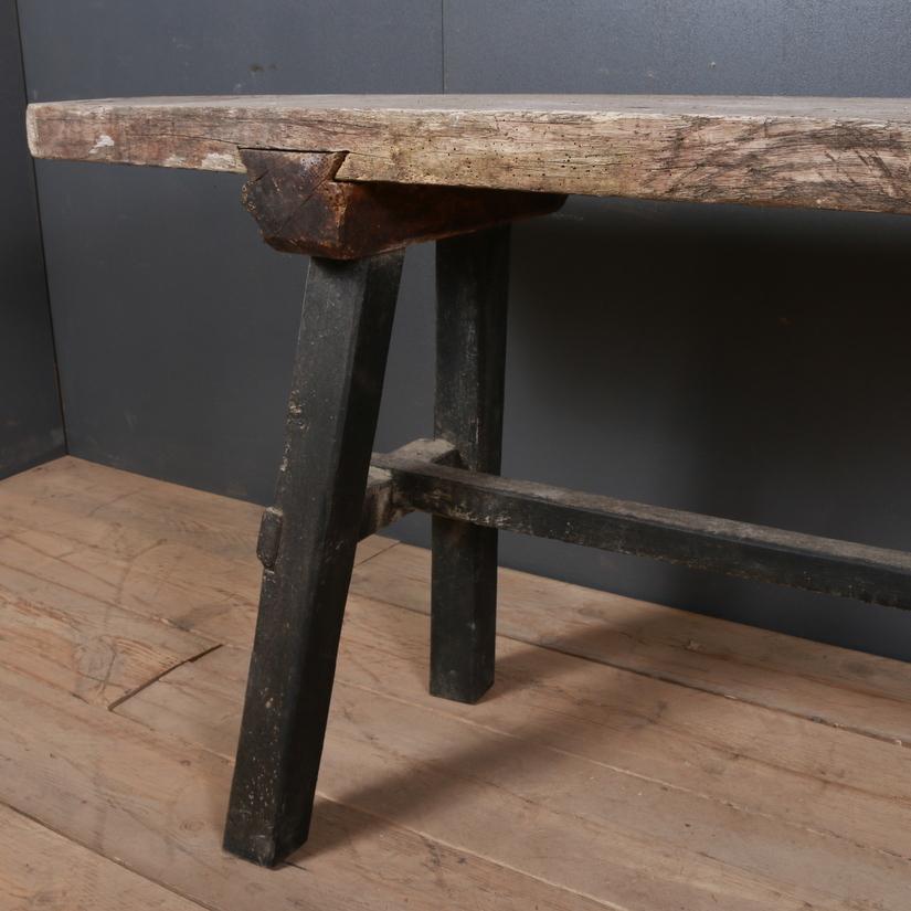 Hand-Painted French Oak Trestle Table