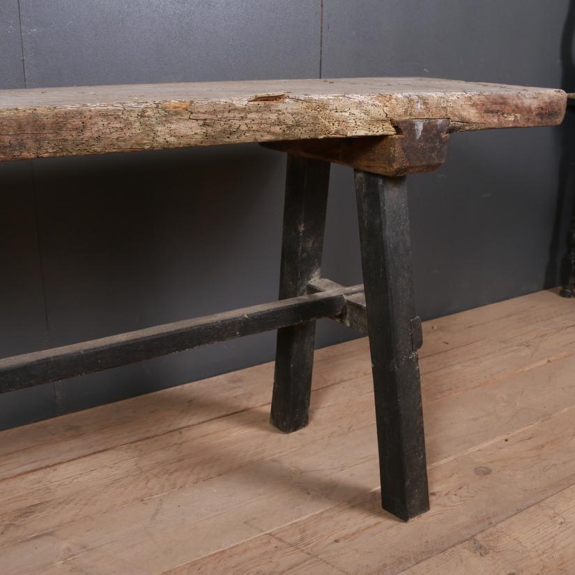 French Oak Trestle Table In Good Condition In Leamington Spa, Warwickshire