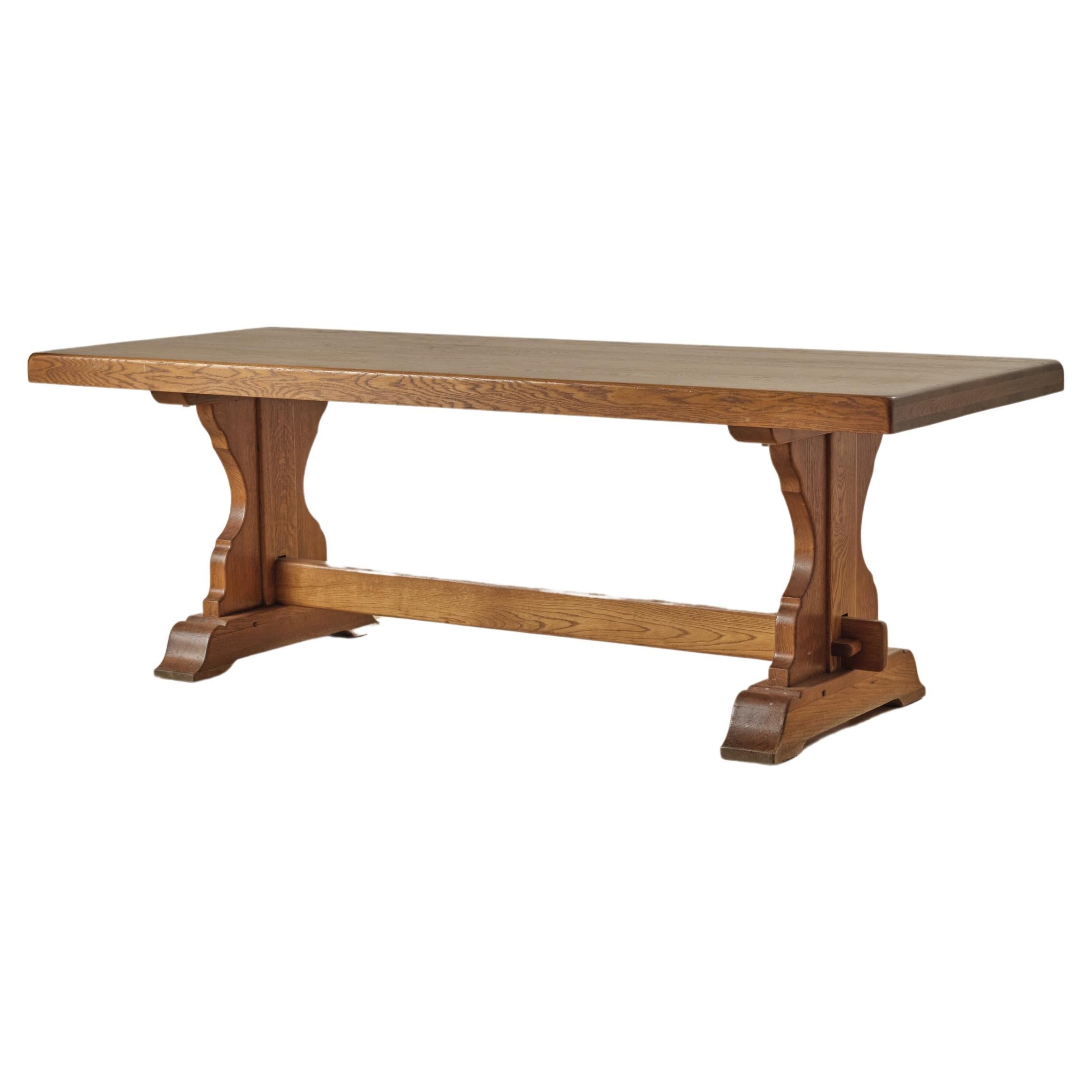 French Oak Trestle Table For Sale