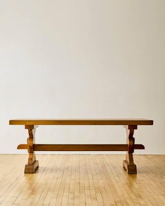 French Oak Trestle Table With Scalloped Legs