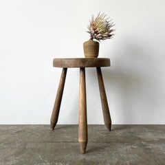 French Oak Tripod Side Table in the style of Perriand