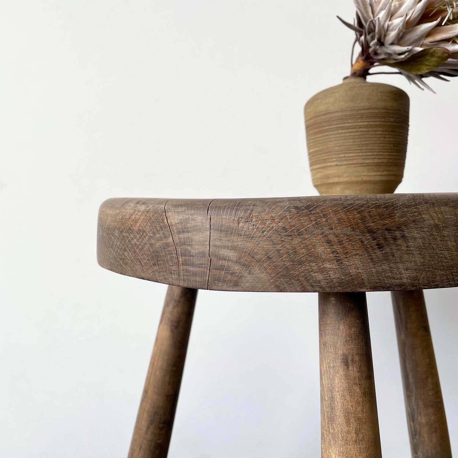 Wood French Oak Tripod Side Table in the style of Perriand For Sale