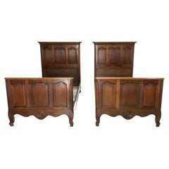 Vintage French Oak Twin Beds in the Louis XV Style, circa 1960