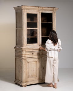 Antique French Oak Vitrine with Glazed Doors, Circa 1880