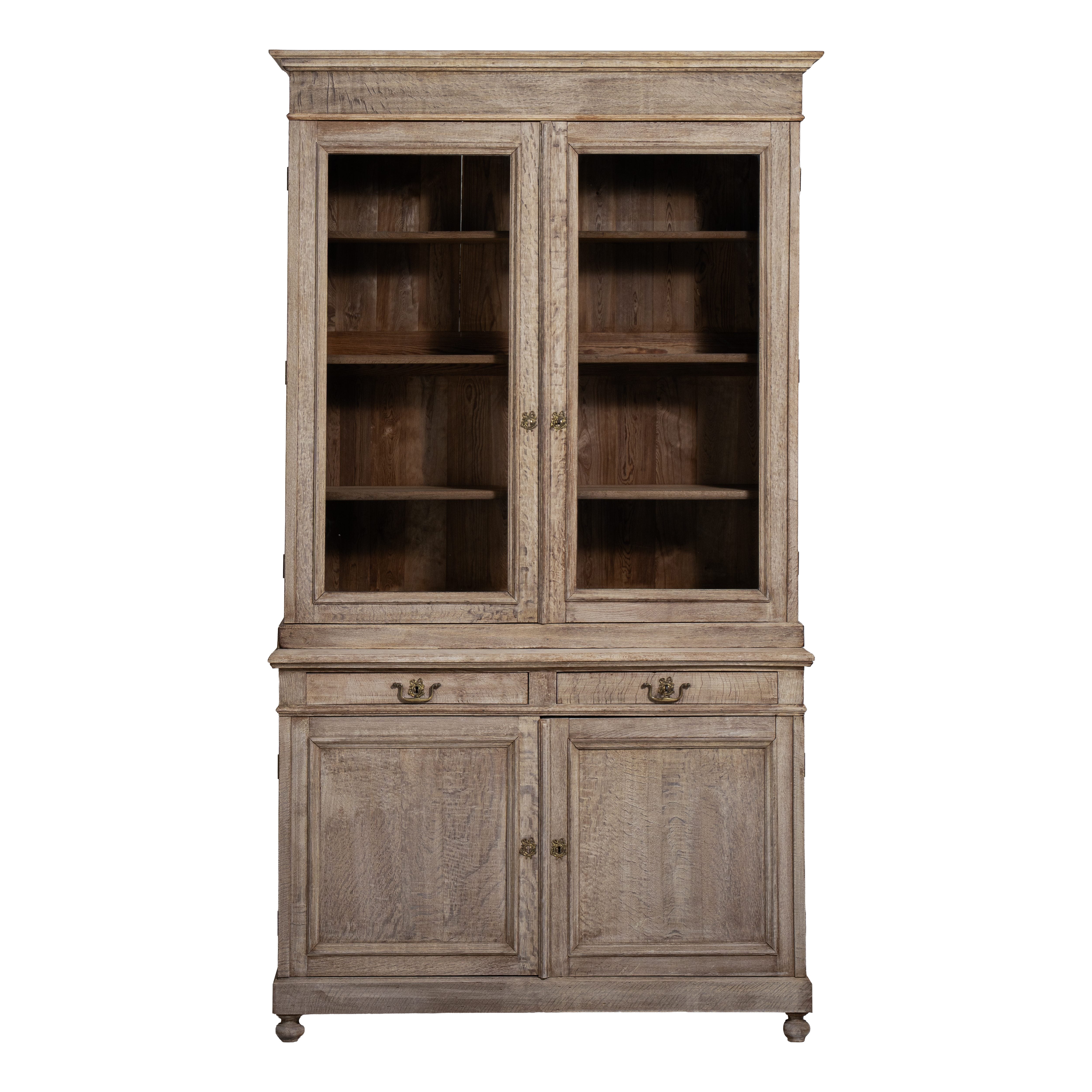 Mid-19th Century French Oak Vitrine, Traditional Display Cabinet