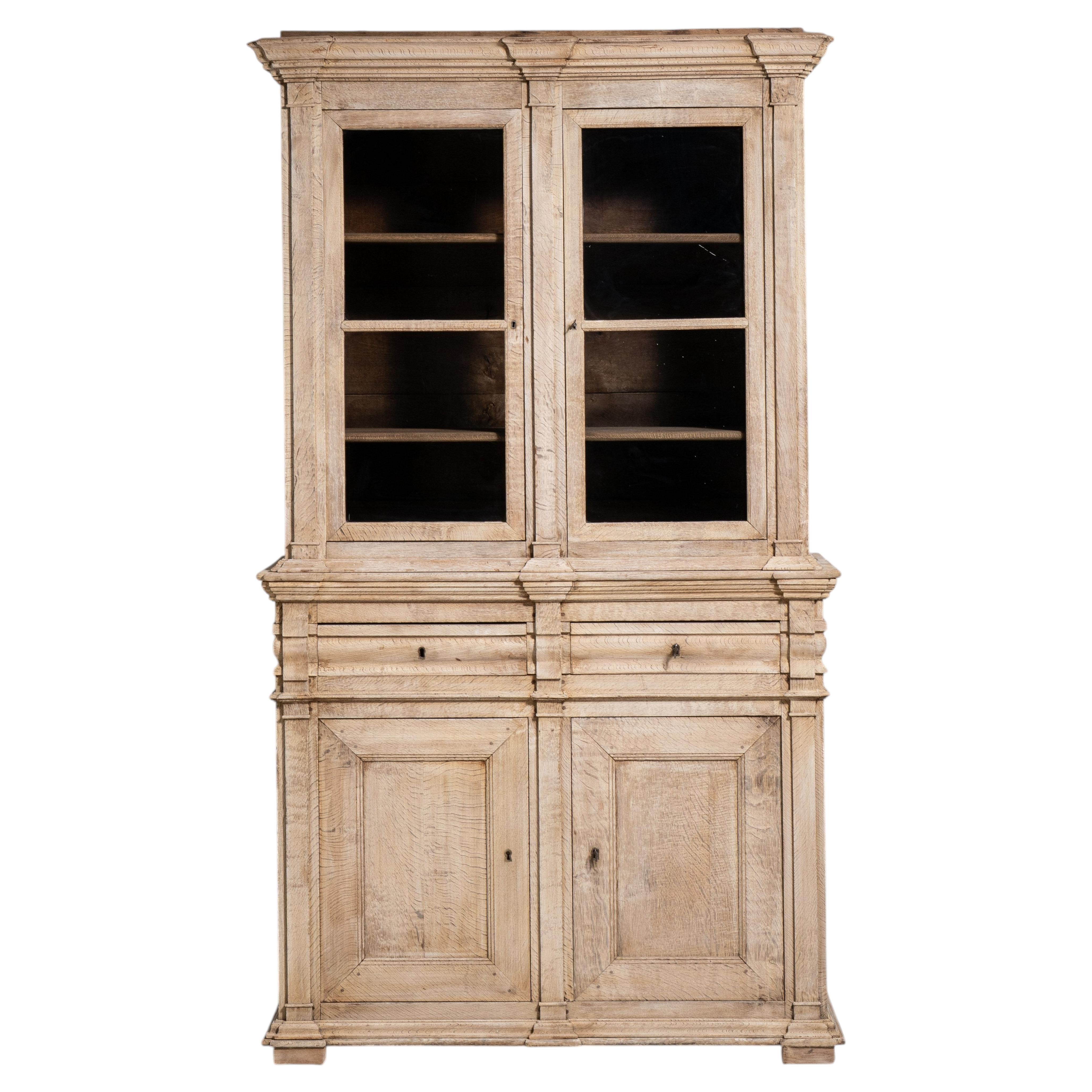 Antique French Oak Vitrine with Glazed Doors, Circa 1880