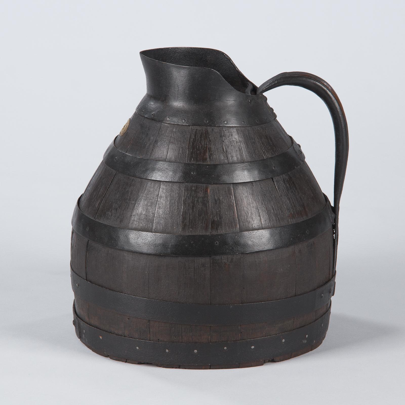 French Provincial French Oak Wine Jug, Early 1900s