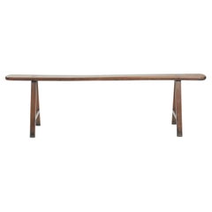 French Oak Bench, Art Deco Style, Slim Design, Antique, 1930s, France