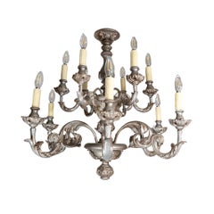 French Oak Wood Chandelier