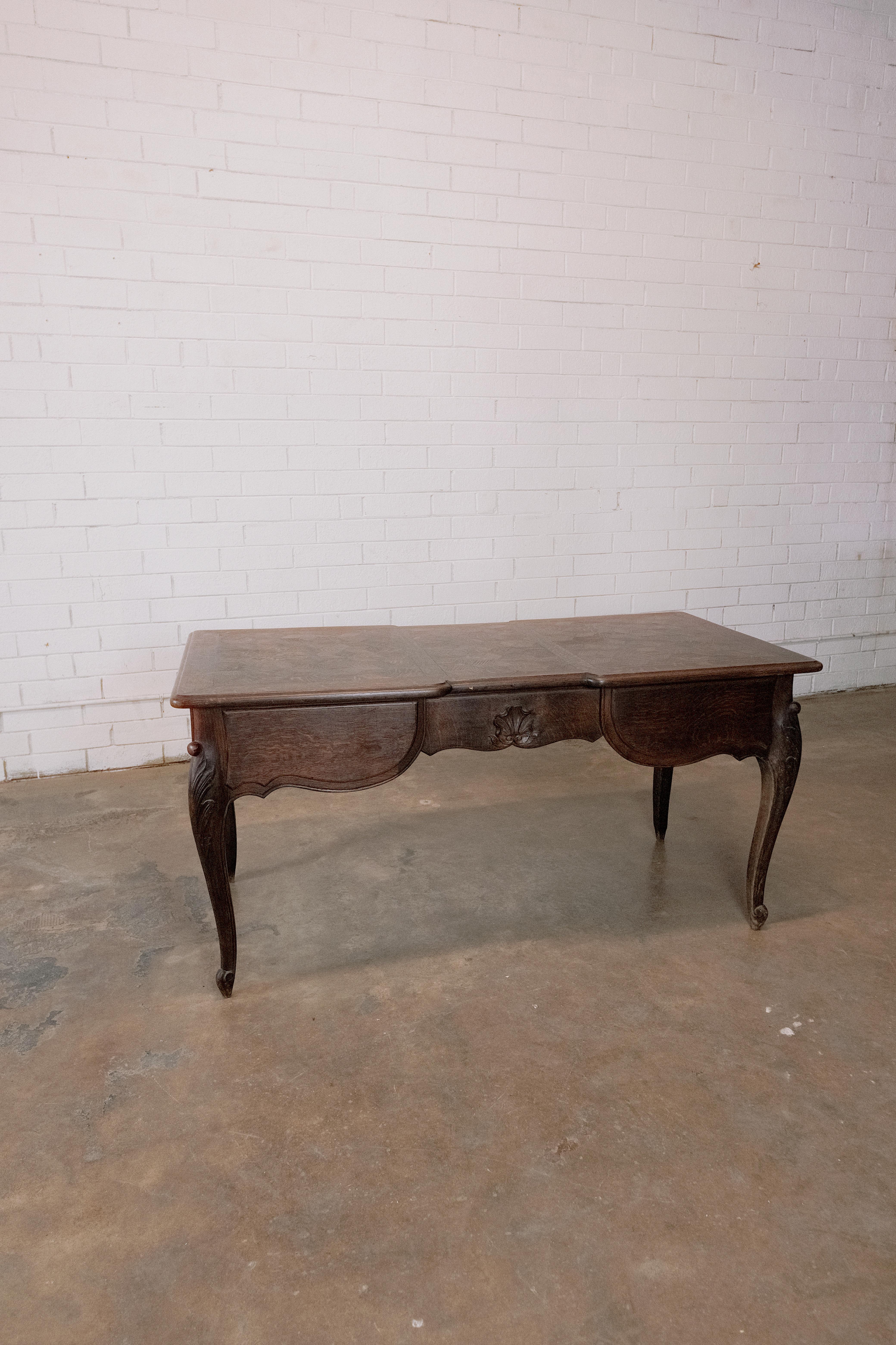 French Oak Writing Desk with a Parquet Top In Good Condition In High Point, NC