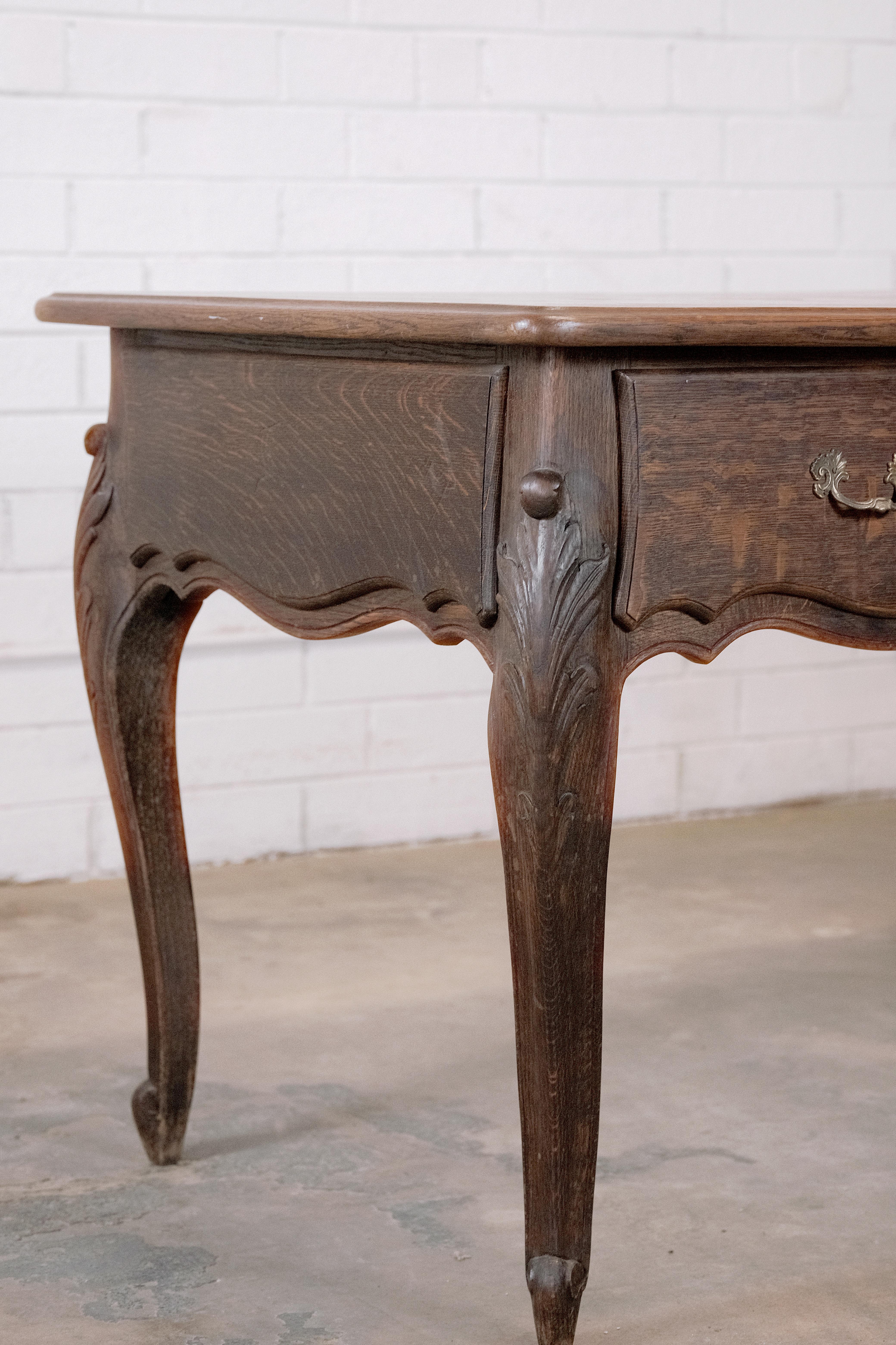French Oak Writing Desk with a Parquet Top 1